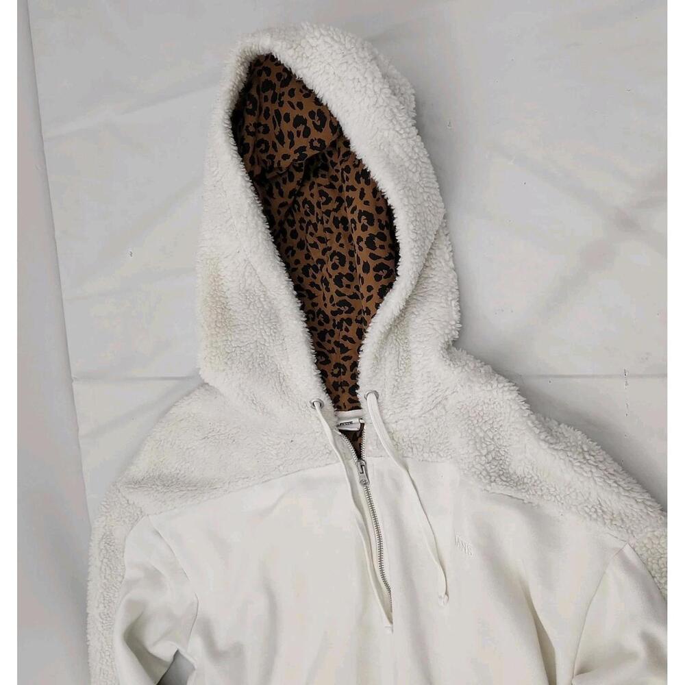Vans Women’s Hoodie White Leopard Quarter Zip Pullover Jacket Bopper Hooded